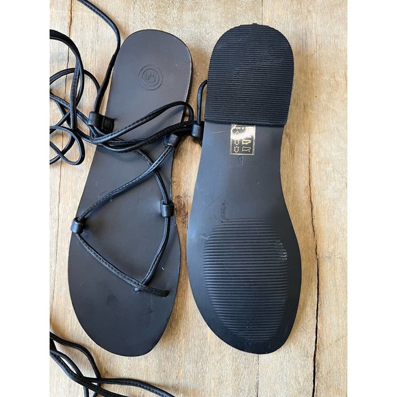 UO Urban Outfitters Black Boho Faux Leather Gladiator Sandals - Size 8 - NWOT - Picture 2 of 6